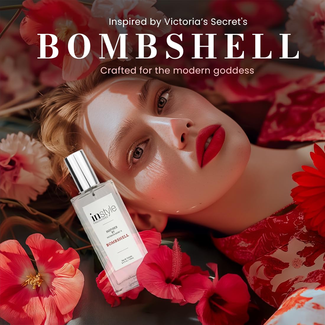 Instyle Fragrances, Inspired by Victoria's Secret's Bombshell, Women’s Eau de Toilette, CLEAN, Vegan, Paraben-Free, Never Tested on Animals, 3.4 Fluid Ounces