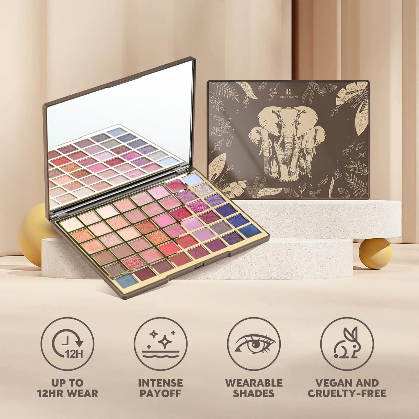 Color Nymph Artistry Palette, Multichrome Makeup Palettes For Face High Pigmented Eyeshadow with Matte Shimmer & Cream Eye Shadows Easy Makeup Blending Palette For Daily Stage Versatile Make Up Looks