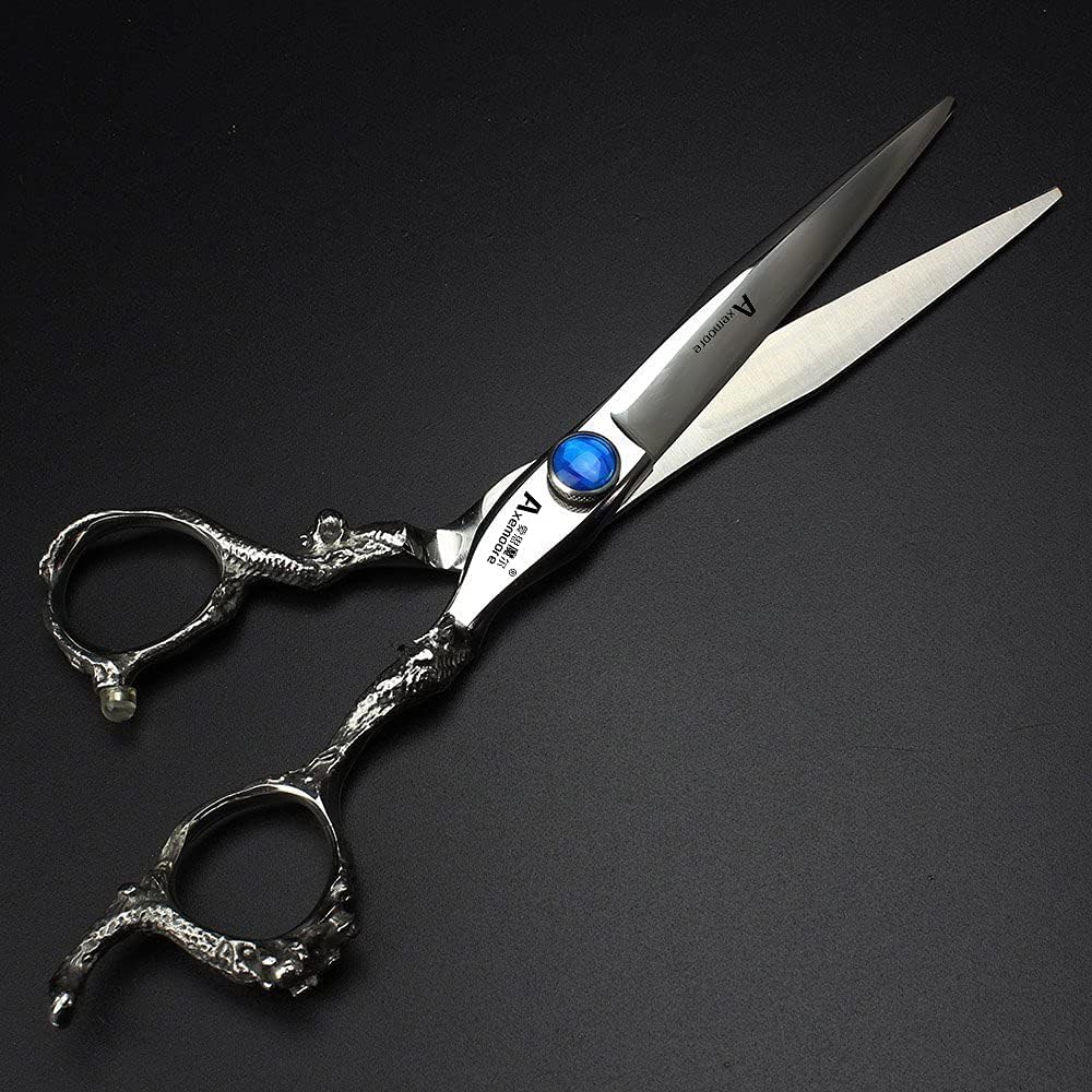 7/7.5/8/9 inch scissors silver professional hairdresser hair cut and trim diluted sharp 440C steel (7 inch flat shear)