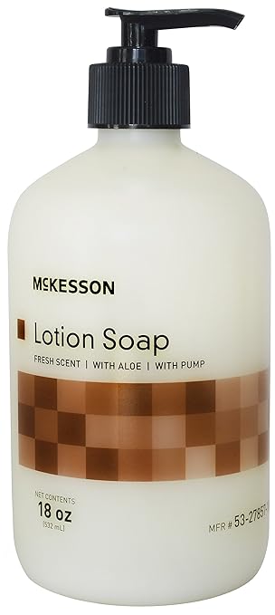 McKesson Lotion Hand Soap with Aloe, 18 oz Pump Bottle [Pack of 1] - Fresh Scent, Keeps Hands Clean and Moisturized, Medical-Grade Soap
