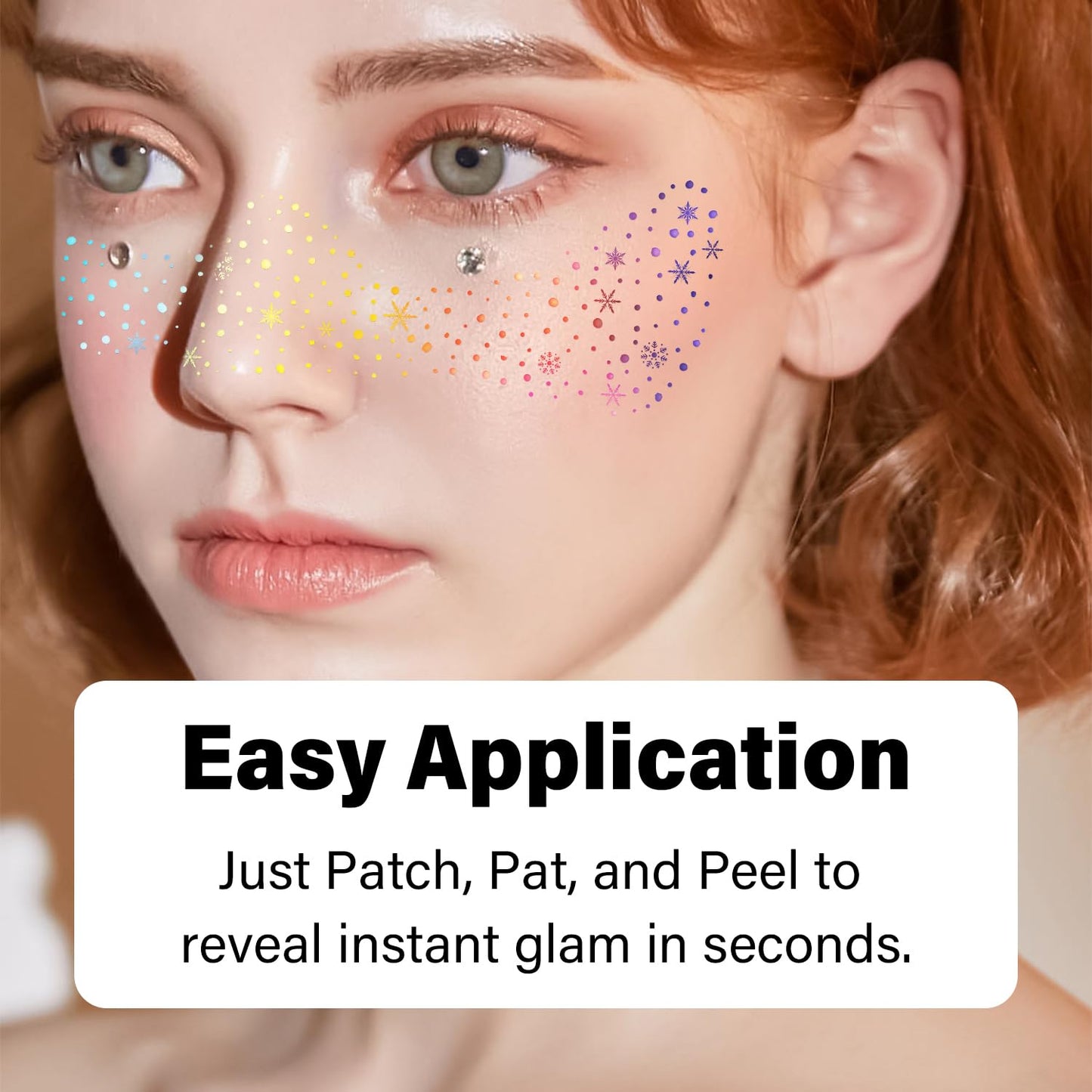 10 Pcs Face Holographic Laser Makeup Patches, Holographic Multichrome Glitter Freckles Face Tattoo, Glitter Freckles, Sparkle and Waterproof Face Glitter Speckles Patches for Women