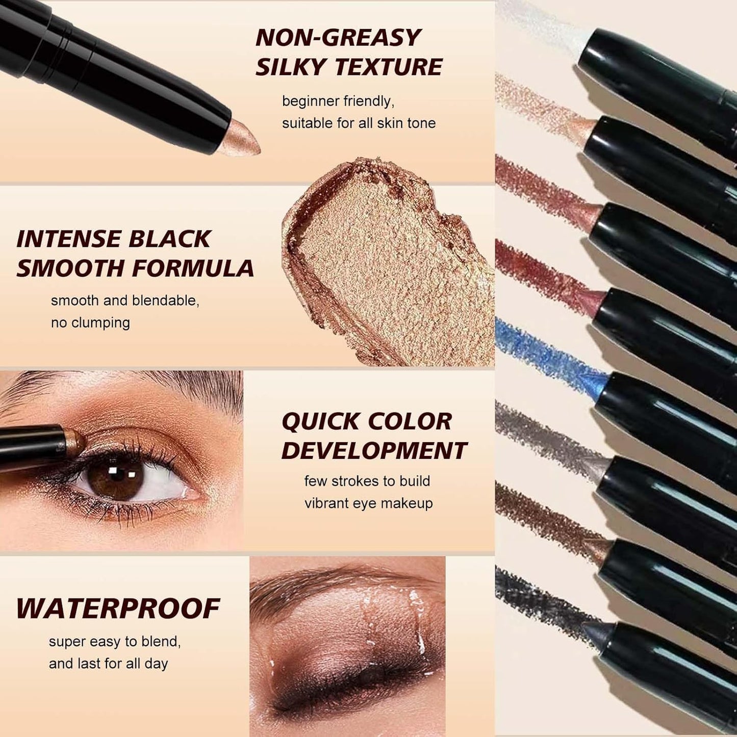 Blue Eyeshadow Stick Smooth Cream Eyeshadow Pencil, Waterproof Long Lasting Eye Shadow Stick, High Pigment Hypoallergenic Highlighter stick Create Multi-Dimensional Eyes Look (05# Midnight Blue)