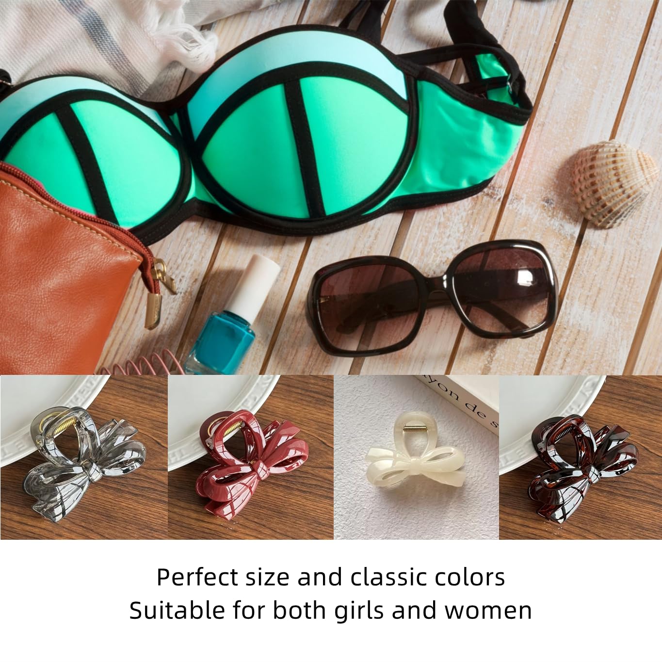 MARY LAVENDER Medium Claw Clips Knot-shaped for Women and Girls, Non Slip Strong Hold Hair Clips for Thick Hair 4 Colors