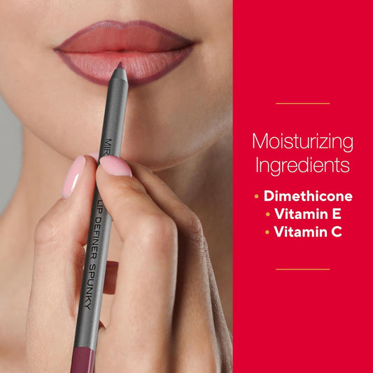 Mirabella Line & Define Lip Definer Lip Pencil, Smoothing & Moisturizing Retractable Lip Liner with Long-Lasting & Ultra-Creamy Formula, Antioxidants Vitamin C & E, & Built-In Sharpener - Spunky