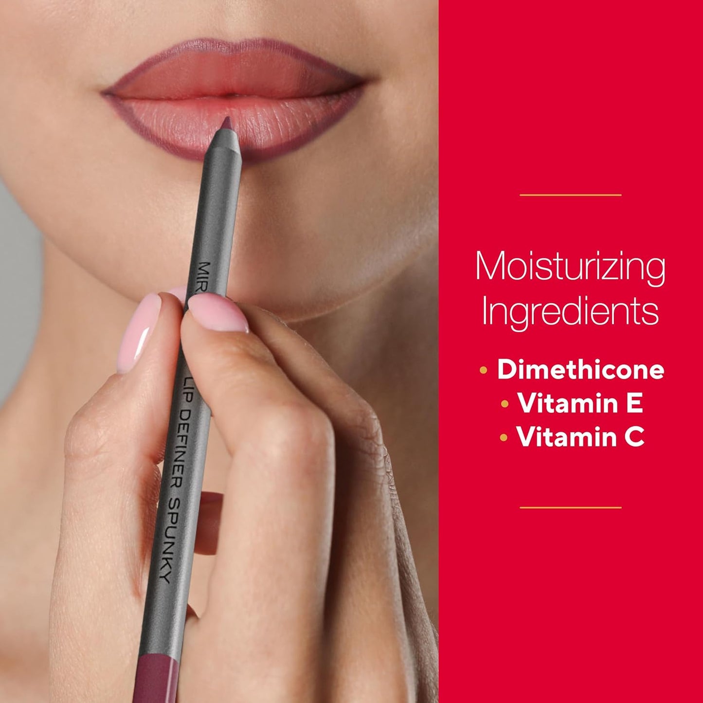 Mirabella Line & Define Lip Definer Lip Pencil, Smoothing & Moisturizing Retractable Lip Liner with Long-Lasting & Ultra-Creamy Formula, Antioxidants Vitamin C & E, & Built-In Sharpener - Sexy