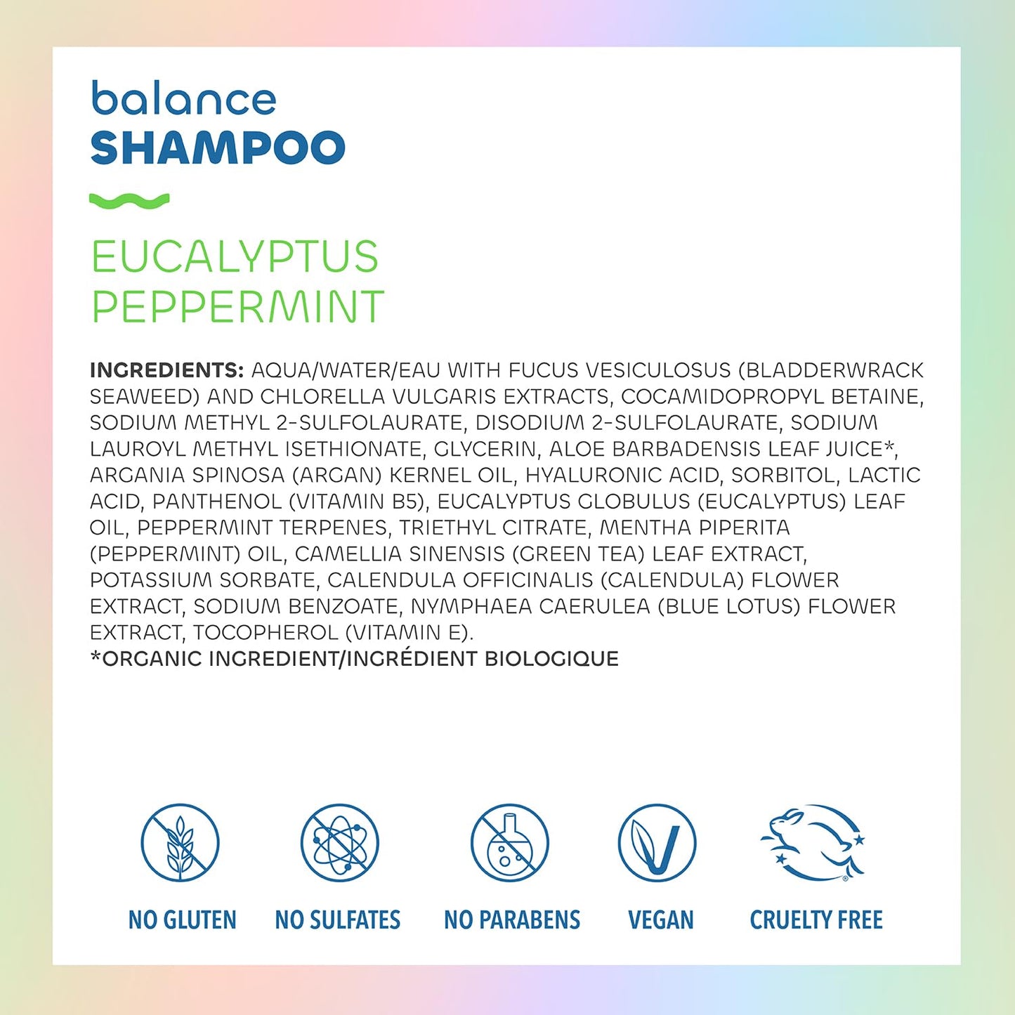 Seaweed Bath Co. Balance Shampoo, Eucalyptus Peppermint Scent, 12 Ounce, Sustainably Harvested Seaweed, Pro Vitamin B5, For Normal to Oily Hair