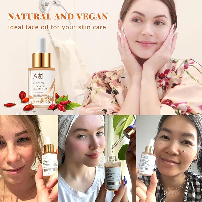 Squalane VE Rosehip Oil,Bakuchiol Blue Tansy Oil,for face hydrate,Night-Repair Facial Oil,Softer Skin,Reduce Fine Line&Wrinkles