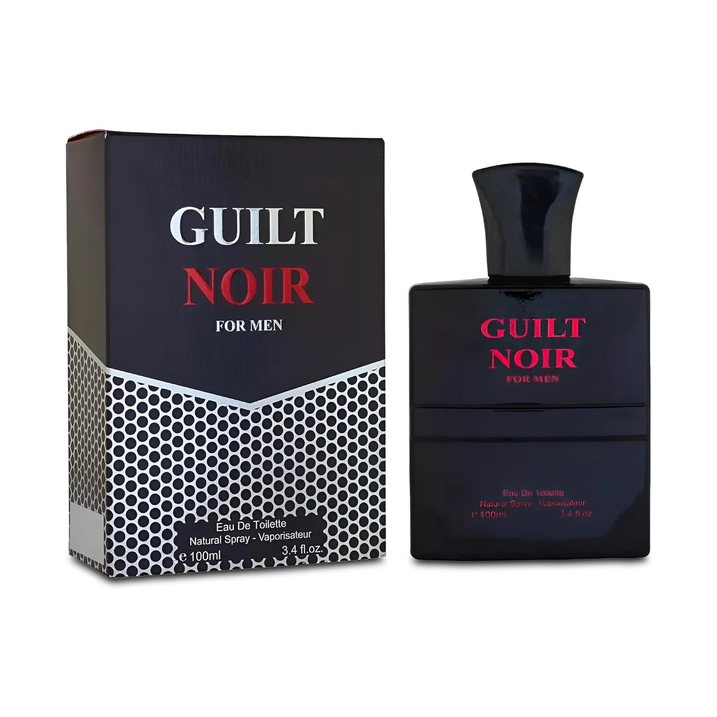 Guilt Noir Black For Men Sensual Woody Fragrance for Men | Long Lasting Cologne Aromatic Scent, Eau de Parfum Natural Spray - Great Holiday Gift, 3.4 Fl Oz/100 Ml