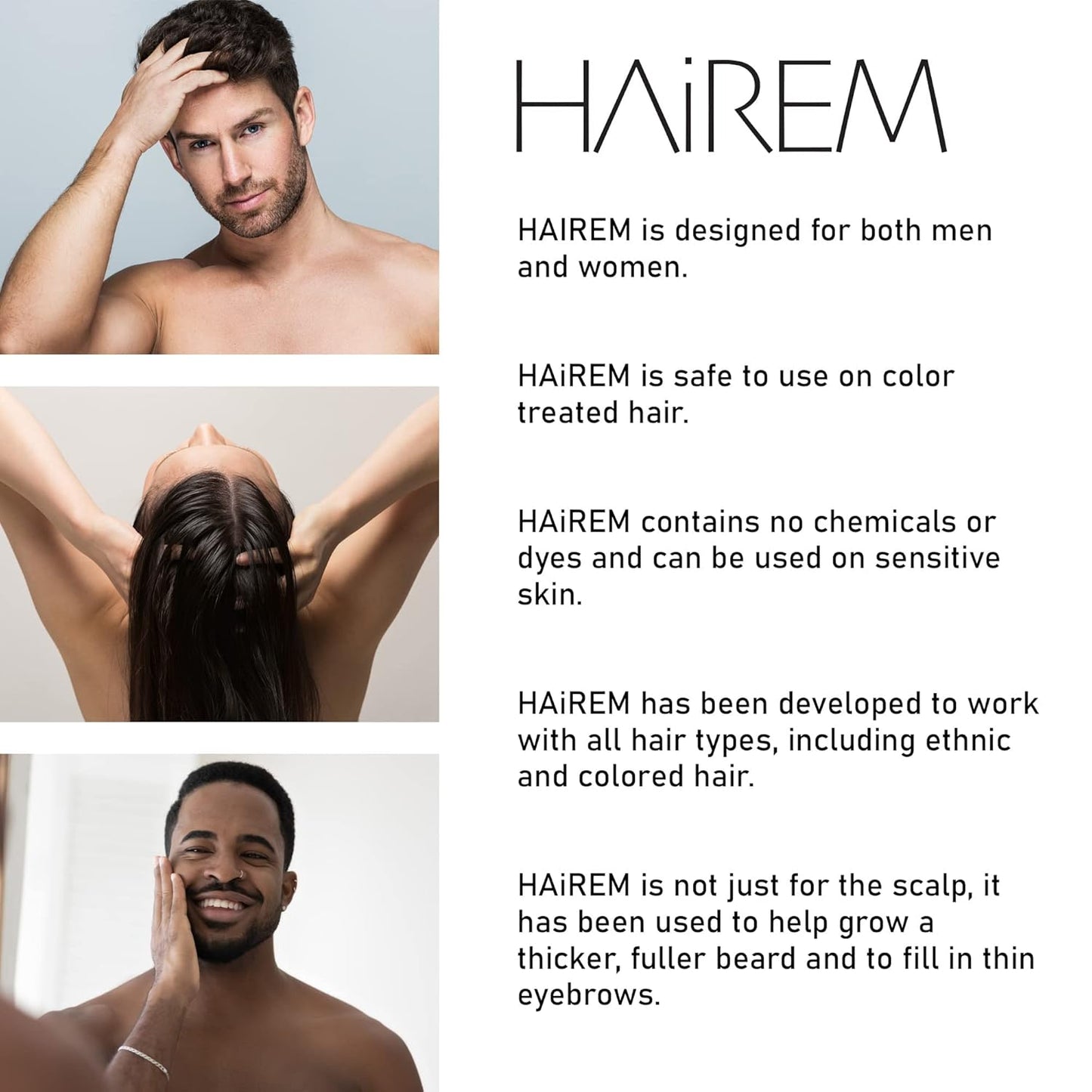 HAiREM™ Botanical Hair Serum, Promotes Hair Growth, Thicker & Fuller Hair, Darkens Grey Hair, For Men & Women - 2oz (2 Bottles)