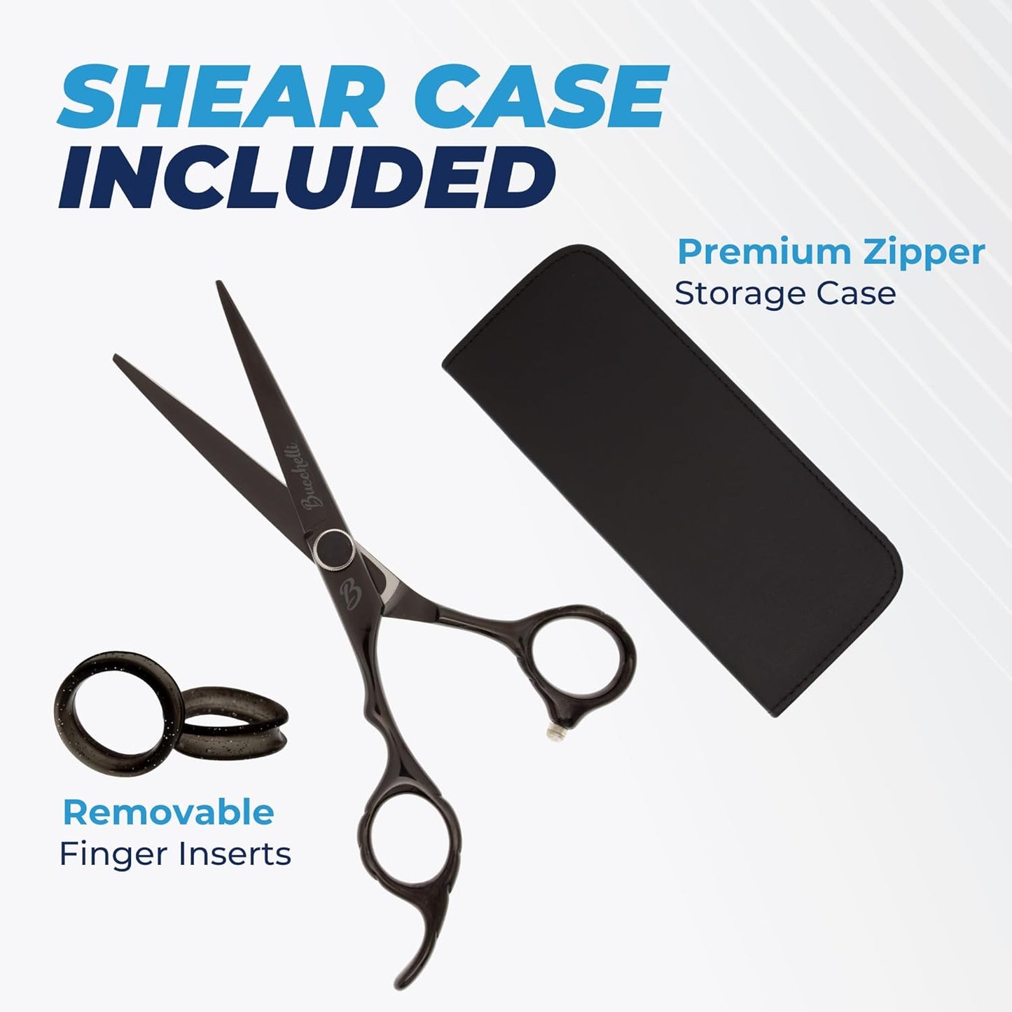 7 Inch Left Handed Shears for Hair Cutting - Japanese 440A Inch Barber Scissors - Micro Bevel Edge with Adjustable Tension Knob - Hair Shears Black (Black Left 7")