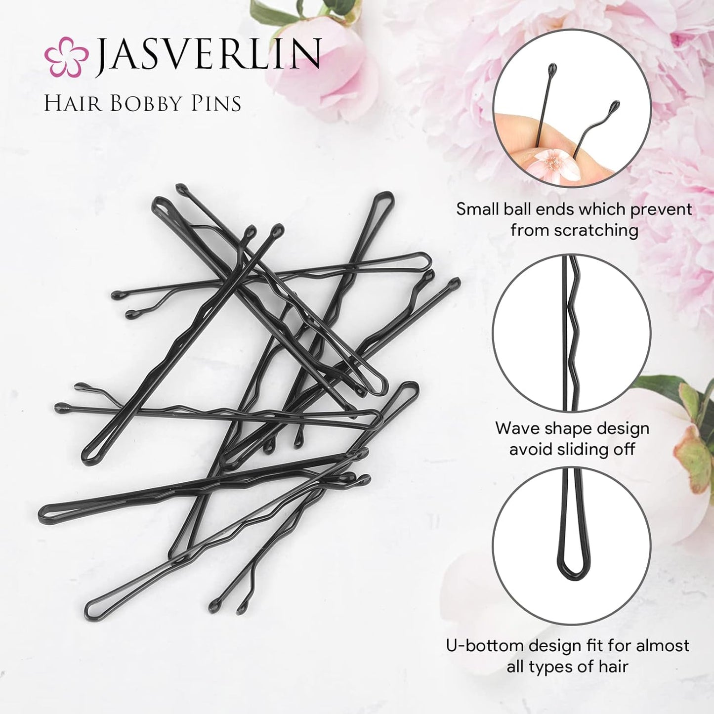 2 inch Bobby Pins Black, Secure Firm Hold Bobbie Hair Pin for Long Thick Thin Women Girls Premium Hair Clips Accessories Decorative Bulk Hairpin 100pcs