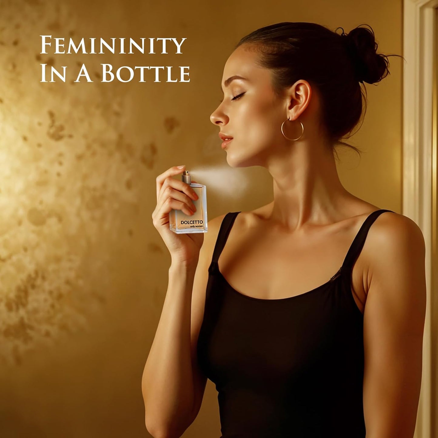 Dollceto Only for Women Eau De Parfum - Floral Fruity Fragrance - Top Notes of Bergamot, Citrus Mandarin, Lychee & Sweet Peach - Base of Vanilla, Haitian Vetiver, Warm Amber - Elegant 100ml Bottle