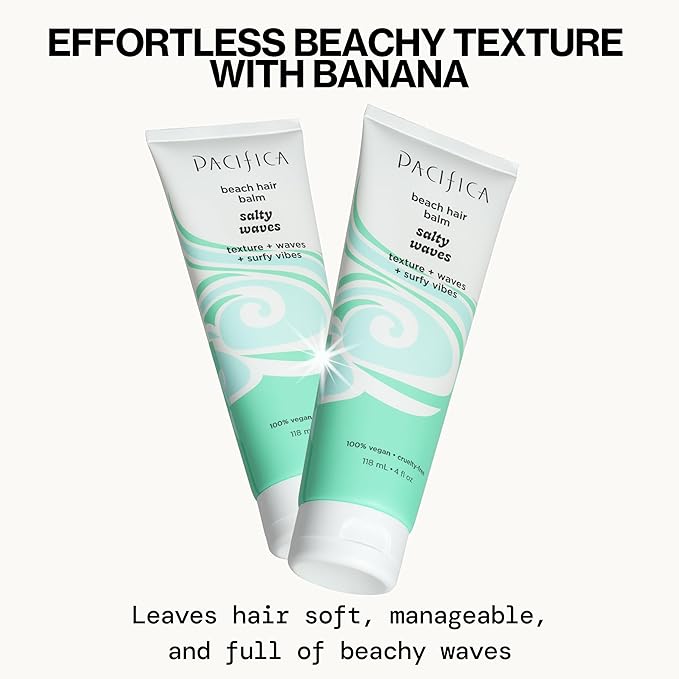Pacifica Salty Waves Beach Hair Balm, 5-in-1 Styling Balm Designed to Hydrate & Nourish Hair, Vegan & Cruelty-Free, 4 Fl Oz