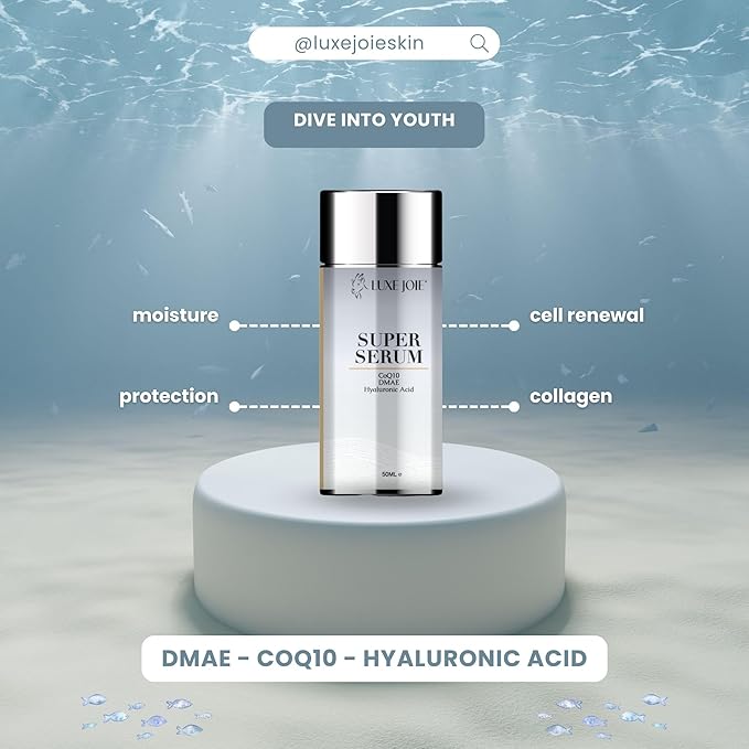 DMAE Facial Serum 1.7 oz Super Serum Lifts Tightens Plumps Firms - Unscented Fragrance Free - Suitable for Sensitive Skin with CoQ10 & Hyaluronic Acid - New Look