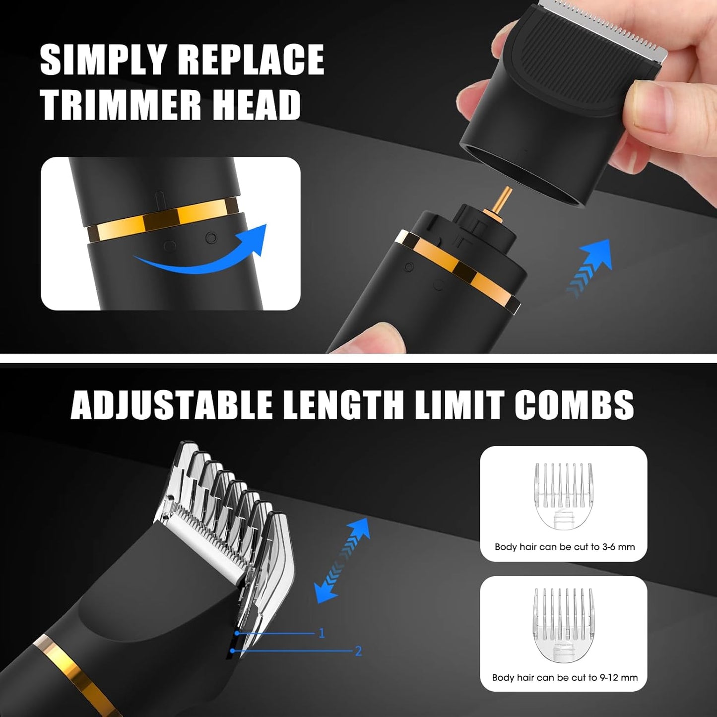 Manscape Body Trimmer for Men, 3 in 1 Men's Grooming Kit with Pubic/Nose Hair Trimmer & Ball Shaver for Nose/Balls/Groin/Legs/Chest Hair Removal, LED Display, IPX6 Waterproof, Gifts for Him Dad