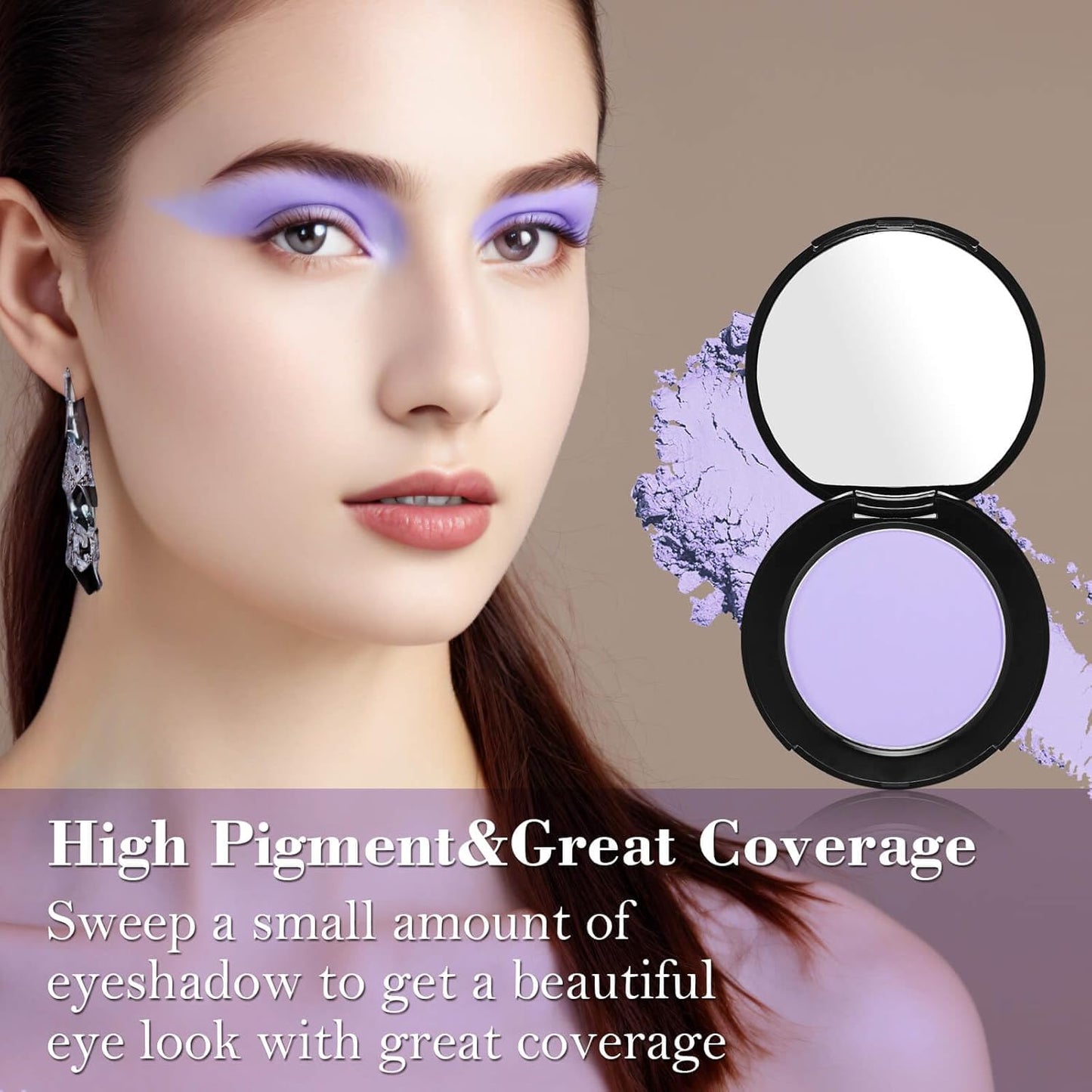 MEICOLY Light Purple Eyeshadow with Mirror,Matte Violet Lavender Eye Shadow Palette,Lilac Purple Powder Makeup,Single Eyeshadow for Women and Girls,Eye Makeup Eyelid Color