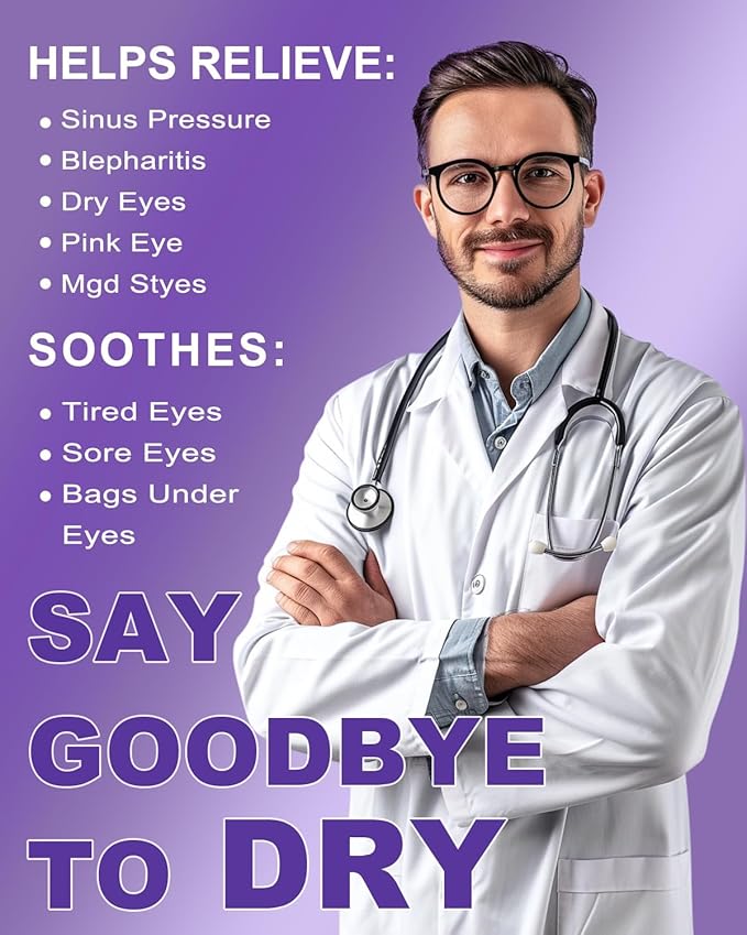 60 Packs Eyelid Cleansing Wipes for Dry Eye & Blepharitis + 30 Packs Steam Eye Masks Lanvender