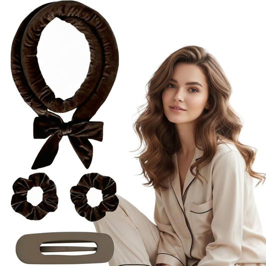 Heatless Hair Curlers to Sleep in - Heatless Curls Overnight, Heatless Hair Curlers for Long Hair, No Heat Curling Headband for Overnight Curls,Brown