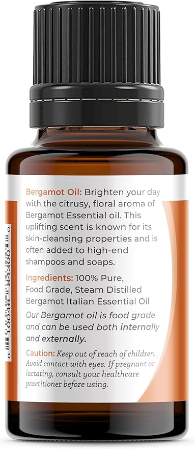 Viva Doria Bergamot Essential Oil, 100% Pure, Natural, Italian Bergamot Essential Oil, Undiluted, for Aromatherapy | Food Grade, 15 mL (0.5 Fluid Ounce)