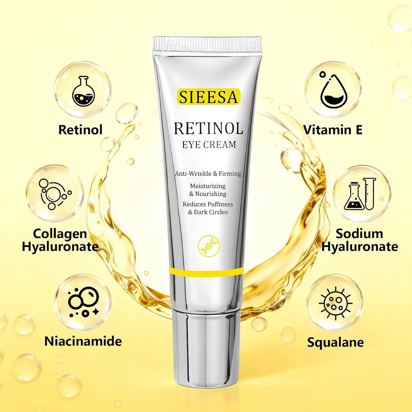 Retinol Under Eye Cream,Vitamin E & Niacinamide – Reduces Appearance of Wrinkles & Dark Circles&Puffiness, Anti-Aging Eye Cream for Fine Lines,Daily & Night Use,Men & Women (1 fl.oz)