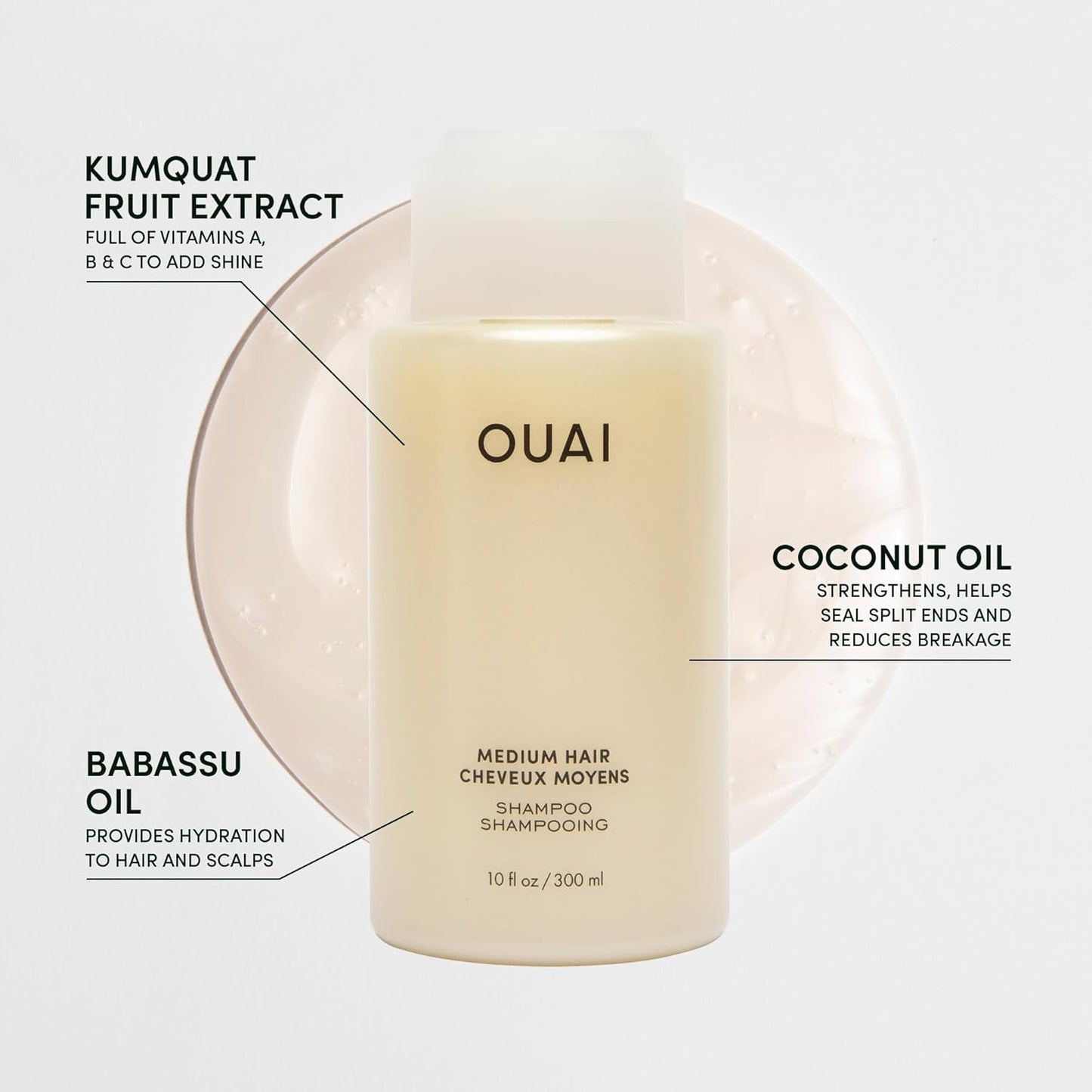 OUAI Medium Hair Bundle - Shampoo (10 Oz), Conditioner (10 Oz) & Hair Treatment Masque (8 Fl Oz) with Shea Butter, Keratin and Panthenol - Paraben, Phthalate and Sulfate Free