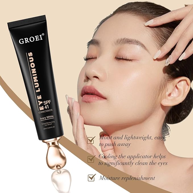 Luminous Eye Corrector Spf 41,Under Eye Corrector for Dark Circles,Undereye Sunscreen & Concealer, Hydrating Serum, Anti Aging Tinted Cream with Peach Undertone (2PCS)