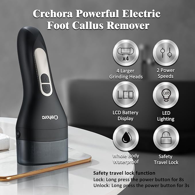 Rechargeable Electric Foot Callus Remover - Waterproof Pedicure Tool for Hard, Cracked, Dry Skin