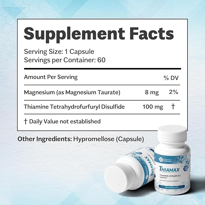 Thiamax Vitamin B1 (Thiamine TTFD) Capsules, 100mg, 60 60 Count