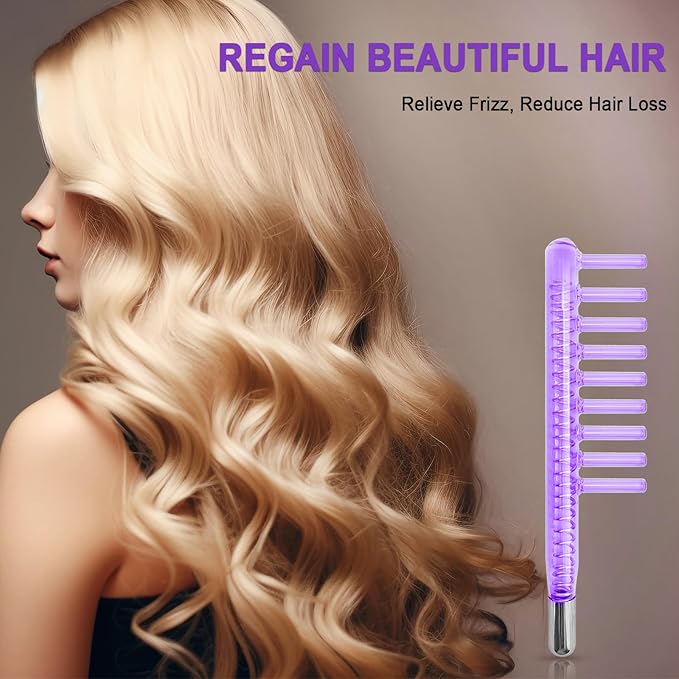 Electrode Wand Glass Tube Handheld Spare Parts for Hi Frequency Instrument Elitzia ETJX006AS (Purple Comb(Tungsten))