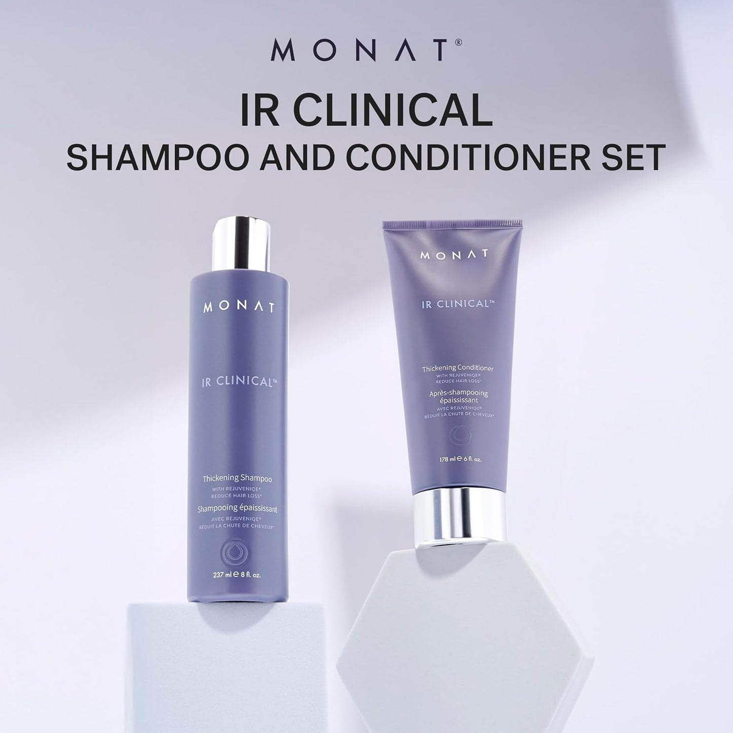 MONAT IR Clinical Thickening Shampoo & Conditioner Set – Hair Strengthening & Volumizing System for Thicker, Fuller-Looking Strands – Natural Hair Care with Rosemary, Mint & Pea Extract