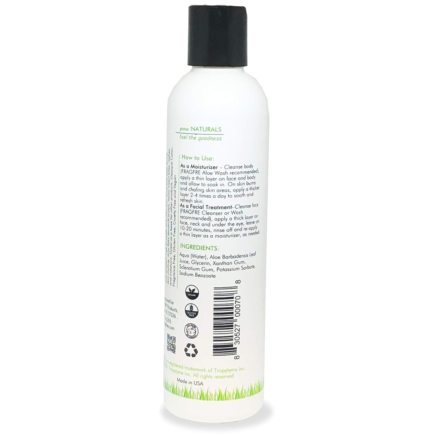 All-Natural Aloe Vera Gel 8 oz (2-Pack Gift Set) - No Synthetic Carbomer or Acrylate - 100% Natural Aloe Vera Soothing Gel - After Sun Exposure Skin Care - Fragrance Free Vegan Gluten Free