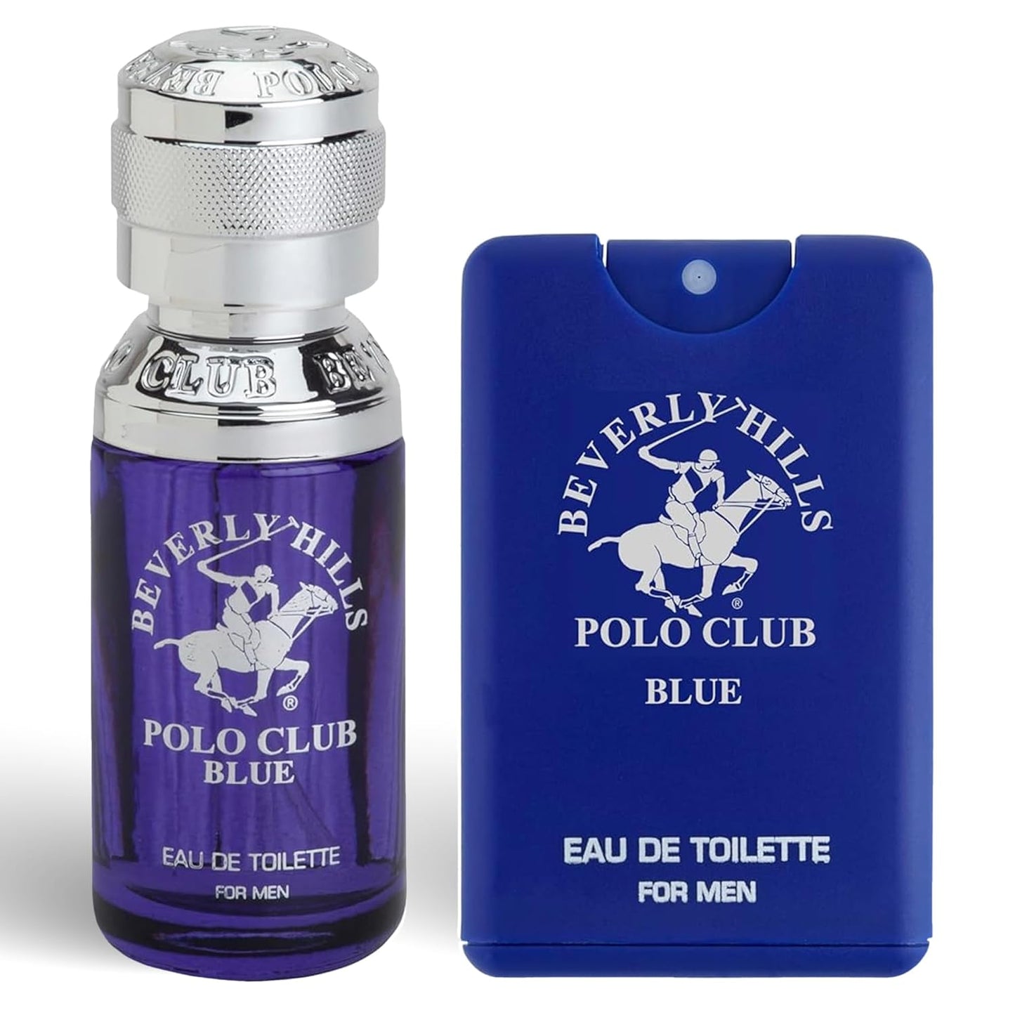 Beverly Hills Polo Club BHPC Blue Men's Eau De Toilette Bonus Pack | 1.7oz EDT Spray + Portable Travel Pocket Spray | Signature Long-Lasting Freshness for Everyday Sophistication