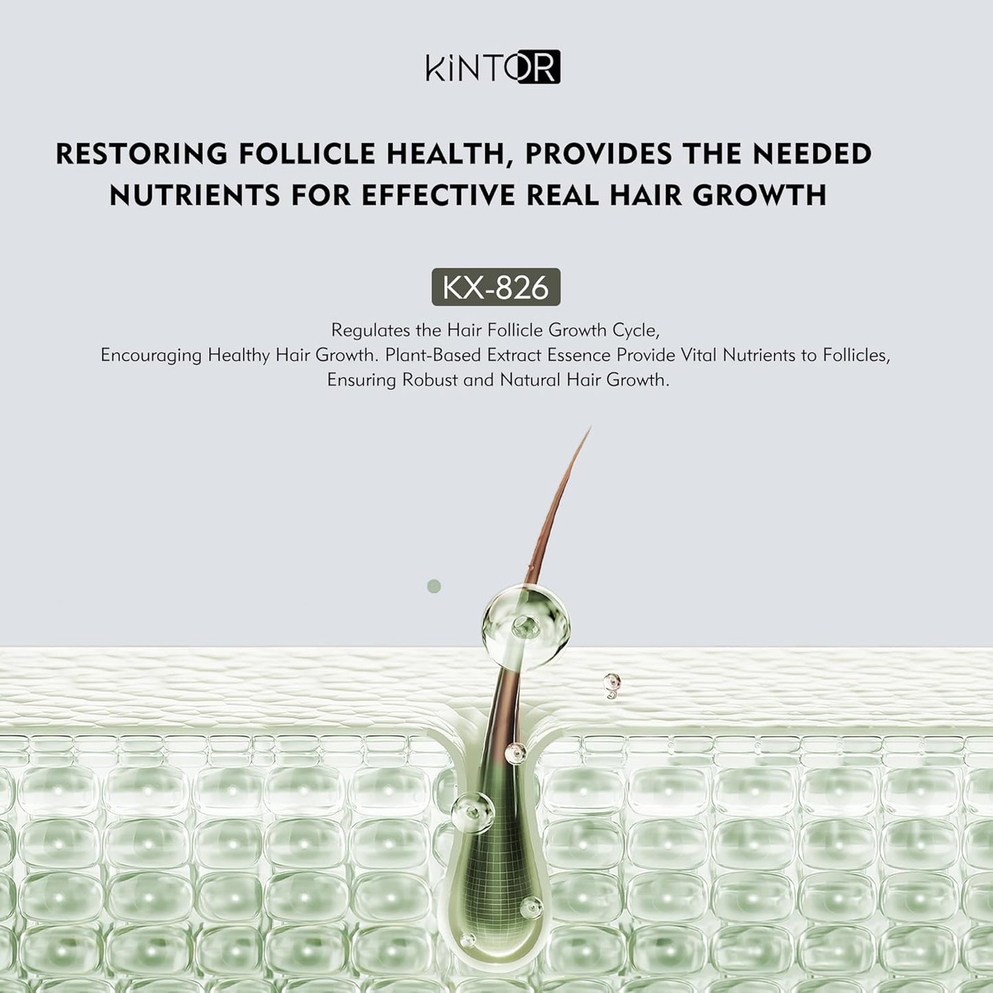 Kintor 0.5% KX-826 Hair Density Serums, DHT Blocker, Hair Repair, Thicker, Strengthening, Fuller-looking Healthier Hair, Reducing Hair Loss, for Men and Women, for All the Day, 60ml