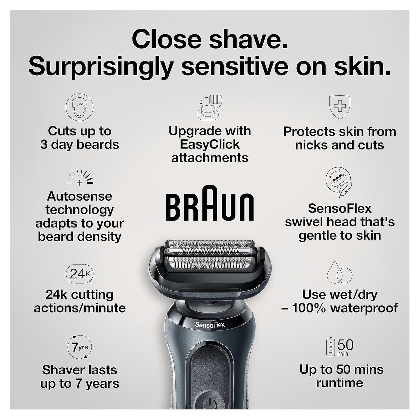 Braun Series 6 6046cs Electric Razor for Men, Wet & Dry, Electric Razor, Rechargeable, Cordless Foil Shaver with Charging Stand, Travel Case and Precision Trimmer, Black