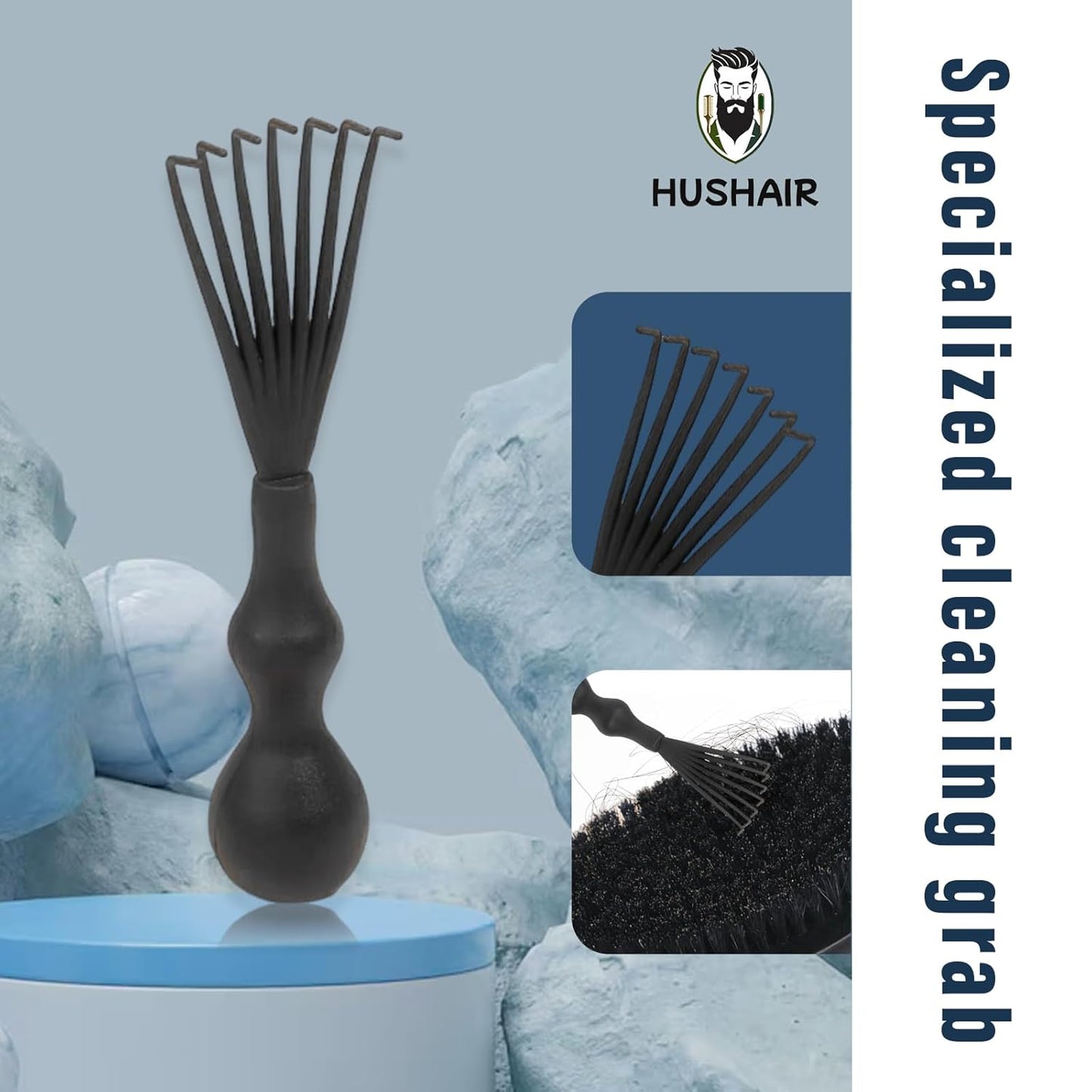 Beard Brush 5-in-1 Set for Men - Natural Boar Bristle Brush & Beard Pen Filler，Stainless Steel Pocket Beard Comb/Combing Brush/Ramie Storage Bag - Great for Grooming Beards and Mustaches