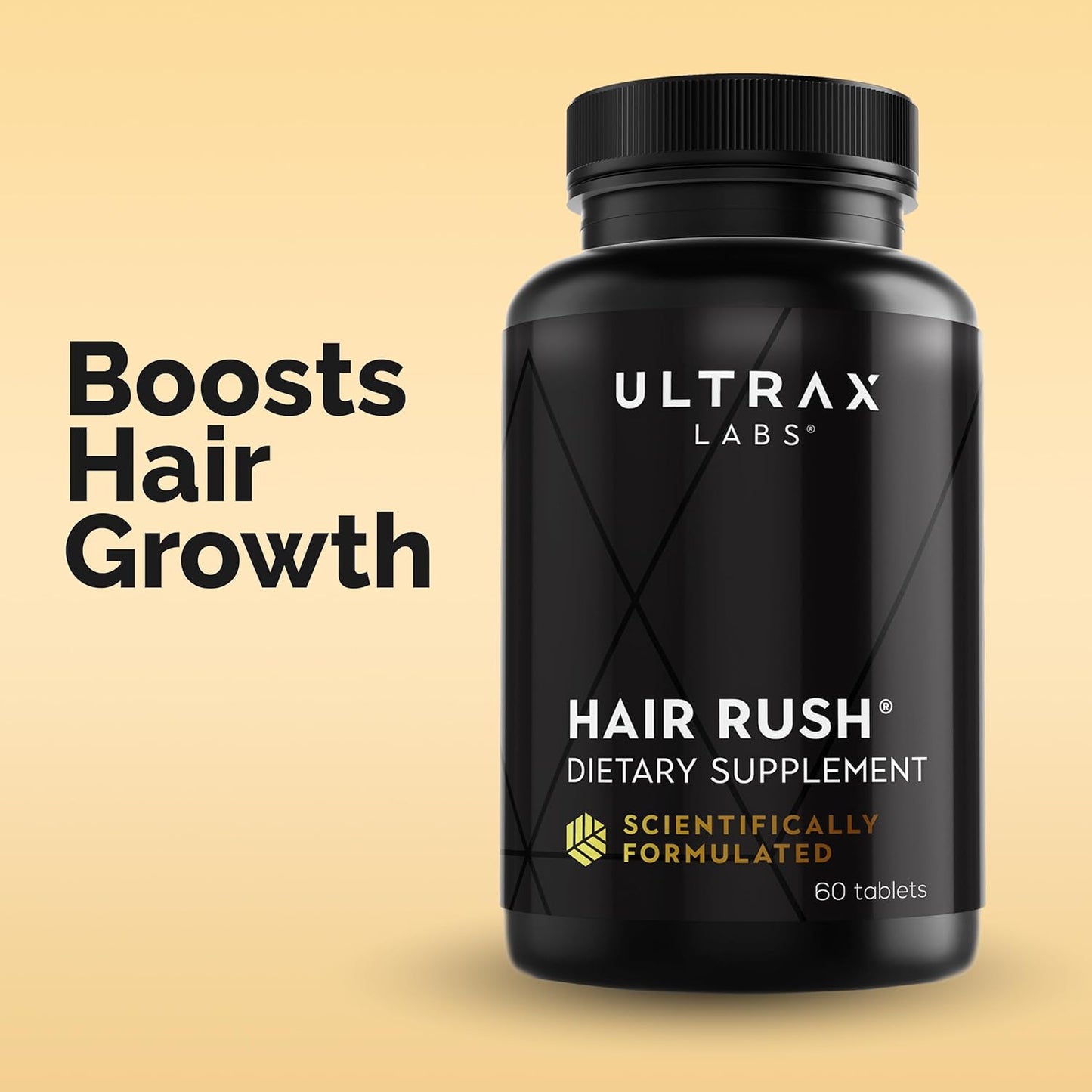 Hair Rush | Maxx Hair Growth & Anti Hair Loss Nutrient Solubilized Keratin Vitamin Supplement, 60 Tablets.