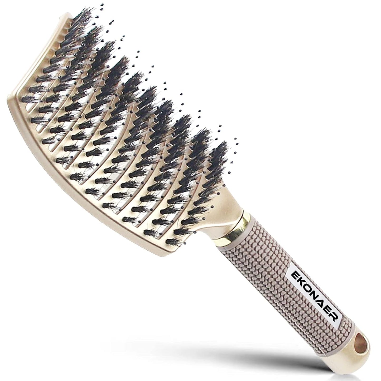Detangling Brush Boar Bristle Hair Brush,Suitable for Men, Women & Kids’ Long Curly Wet or Dry Hair,EKONAER Hairbrush for Thick Make Hair Shiny & Healthier(Gold)