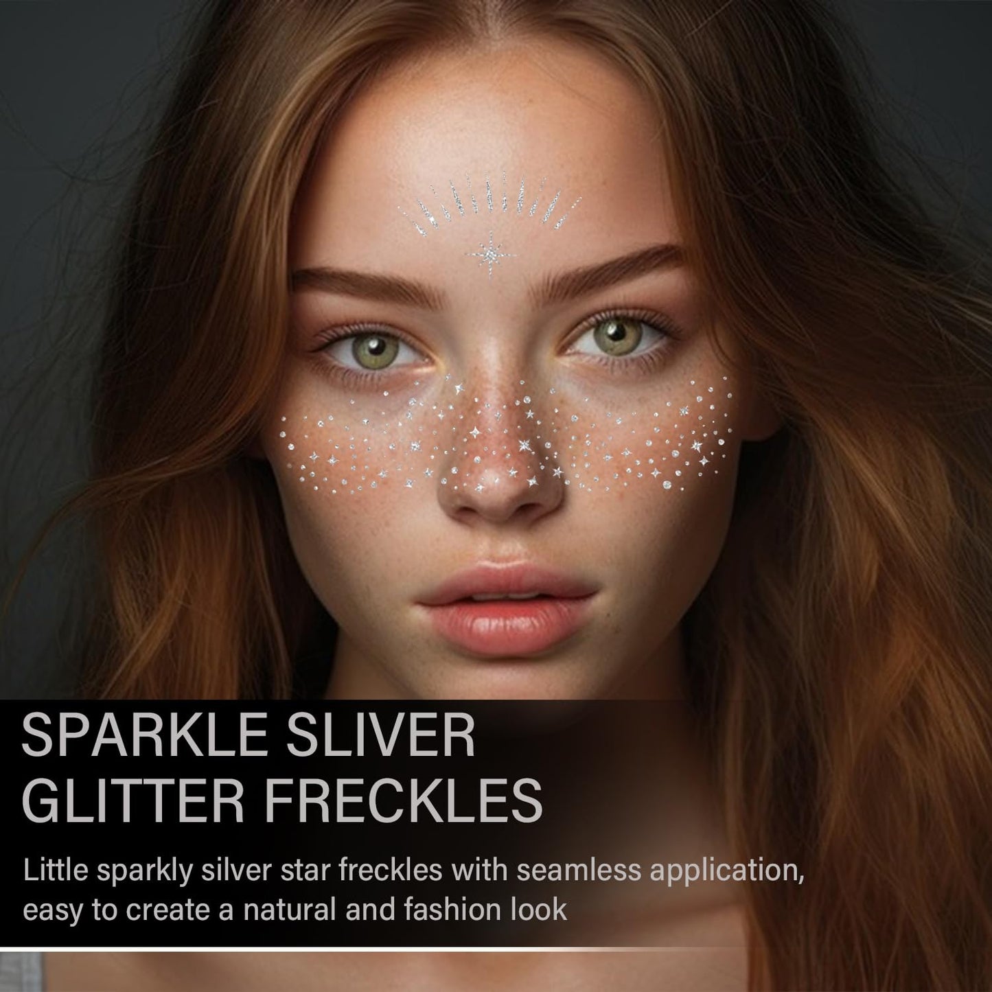 20 Pcs Silver Glitter Freckles,20 Pcs Face Gems with 4 Shapes - Sparkling Self-Adhesive Face Jewels for Festival, Rave & Party Makeup - Waterproof Face Glitter Patches for Women & Teens