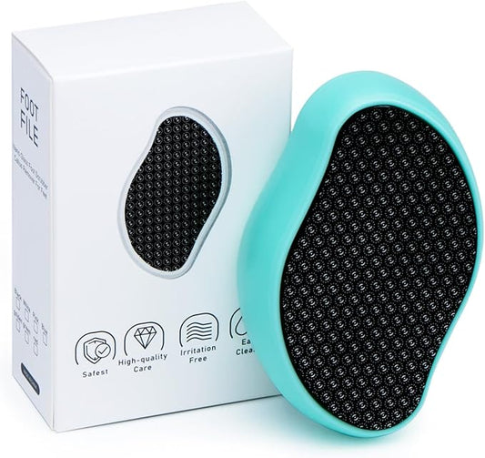 Glass Foot File Callus Dead Remover Heel Scraper and Shower Scrubber - Safely and painlessly removes calluses and Dry Skin from Heels (Blue)
