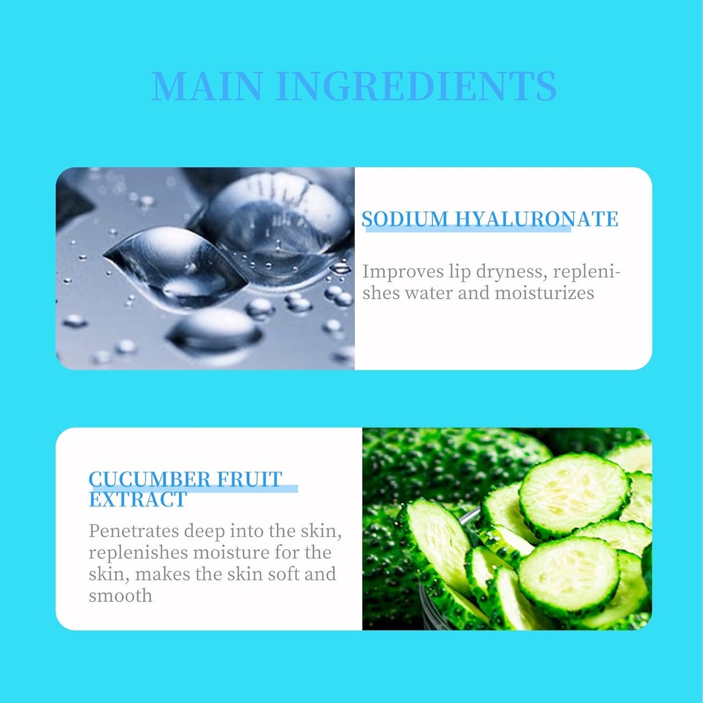 MOND'SUB Dual - Color Lip Sleeping Mask Set - 5 Flavors for Nourished, Smooth Lips (Cucumber + Hyaluronic Acid)