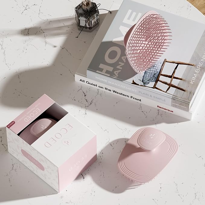 2 PC Scalp Massager Shampoo Brush, ECOED Scalp Scrubber & Exfoliator for Dandruff Removal, Wet & Dry and Detangler for Men and Women, Suitable for Short Medium Hair (Pink)