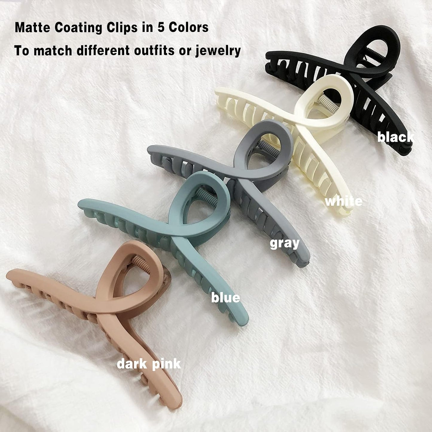 5 Pack Hair Claw Clip Large Matte 4.3 Inch No Slip Big Butterfly Jaw Clips Clamp Assorted Colors for Thin Fine Medium Thick Hair Women