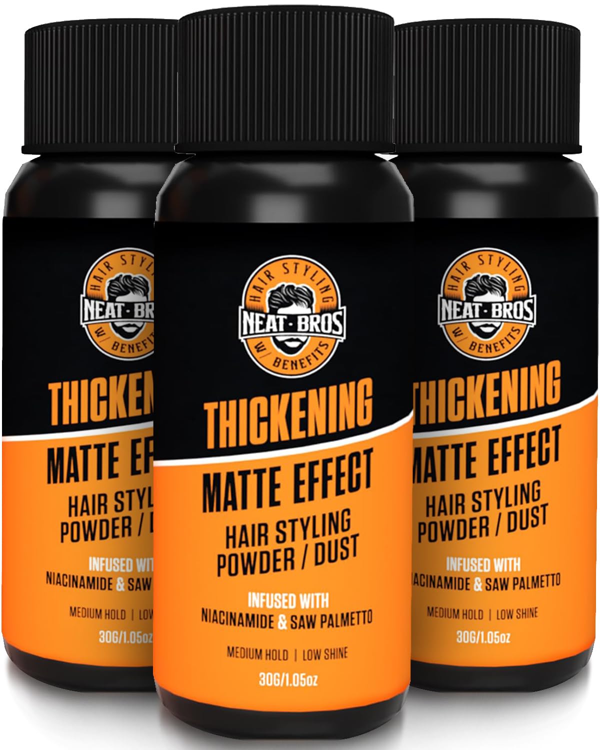 Hair Styling Texture Powder - Medium Hold & Matte Finish - Volumizer with Niacinamide and Saw Palmetto - Styling Powder for All Hair Types - 3 Pack