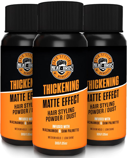 Hair Styling Texture Powder - Medium Hold & Matte Finish - Volumizer with Niacinamide and Saw Palmetto - Styling Powder for All Hair Types - 3 Pack