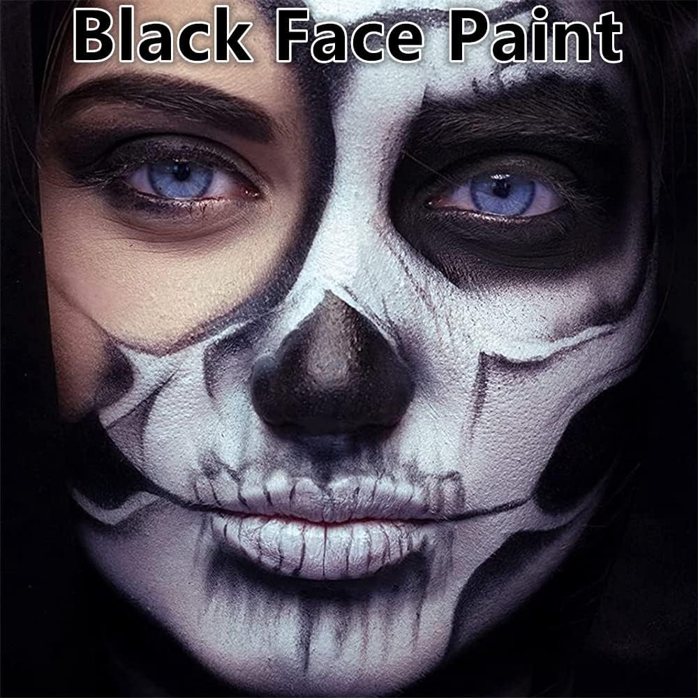 Go Ho Black Face Paint Stick,Water Based Cream Black Body Paint Washable,Highly Pigmented,Smooth and Safe for Skin,Halloween Cosplay SFX Skeleton Zombie Goth Makeup