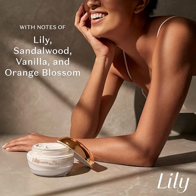 O Boticário Lily Lumiere Satin Cream, Hydrating Body Cream, 24 Hour Fragranced Body Butter for Dry Skin, 8.8 Ounce