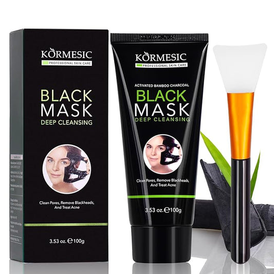 Blackhead Remover Mask, Charcoal Peel Off Face Mask, Purifying Peel Off Mask for Deep Cleansing Blackheads and Pores, Deep Cleansing Mask with Brush, 100g