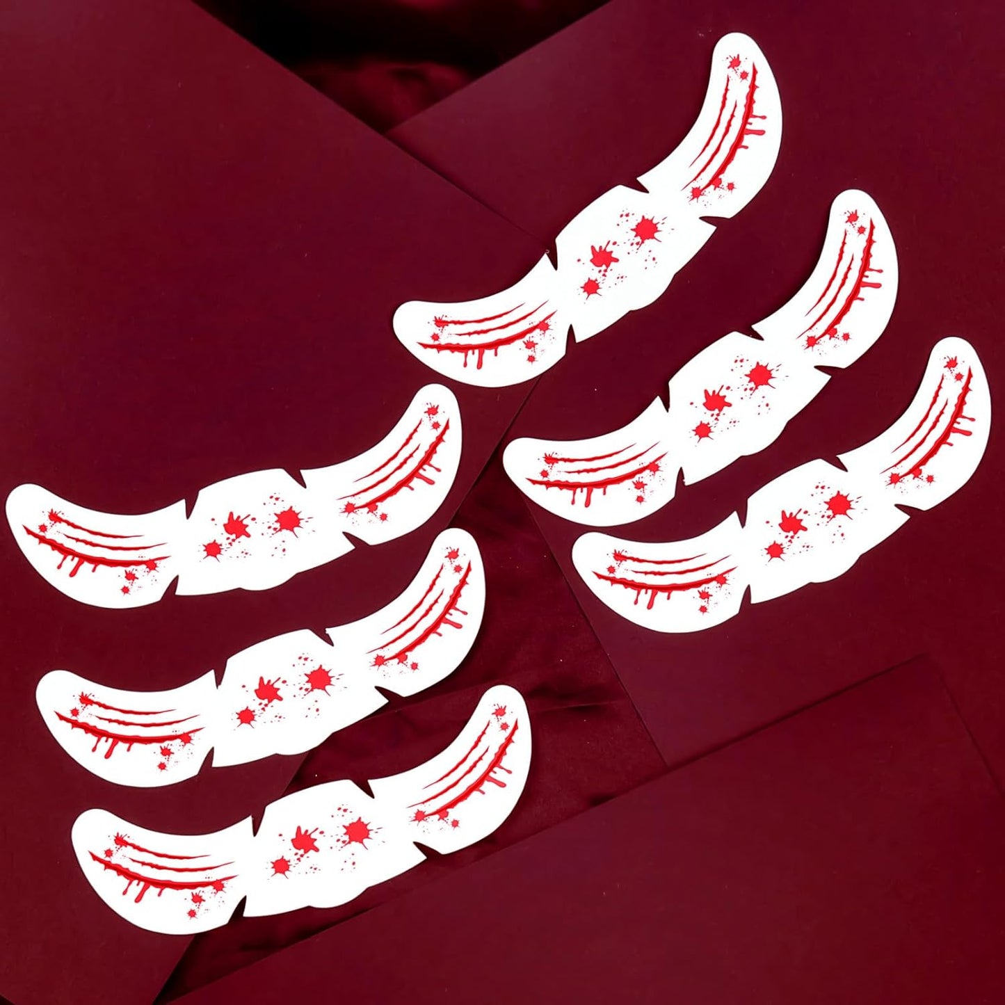 Halloween Wound Simulation Face Tattoo Stickers - Halloween Glitter Freckles Face Tattoo, Red Glitter Freckles Face Tattoo for Women Men 6p