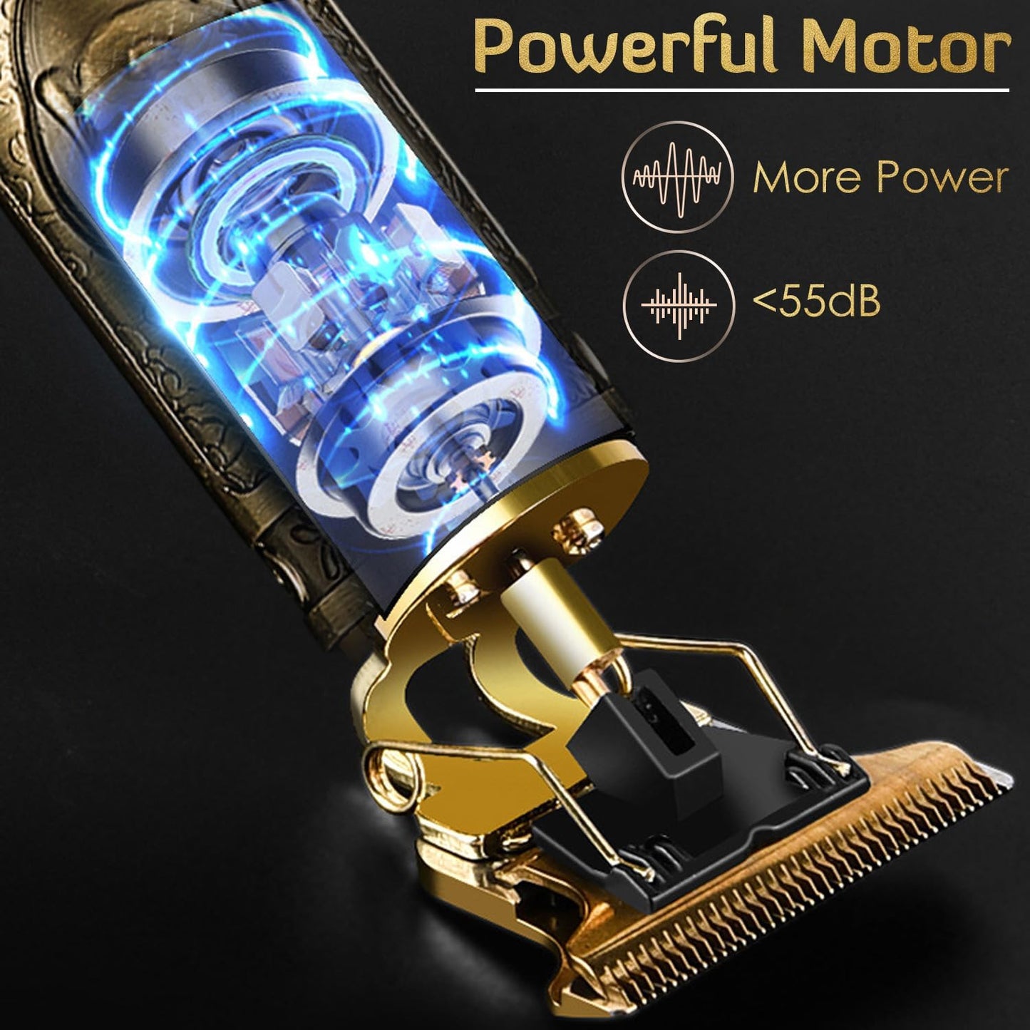 Hair Clippers for Men, Professional Cordless Rechargeable Beard Trimmer Gold Kit with Guide Combs