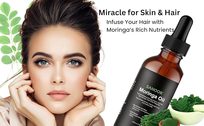 Moringa Miracle Oil - 100% Pure & Cold-Pressed - Deeply Hydrating Oil for Hair & Skin with Natural Nutrient-Rich Hair Butter for Strength & Shine - 2.02oz (60ml)